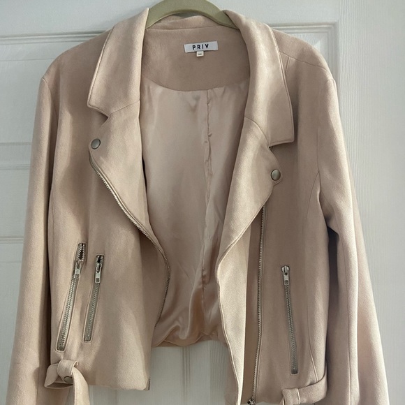 Light Pink Suede Moto Jacket - Picture 1 of 2